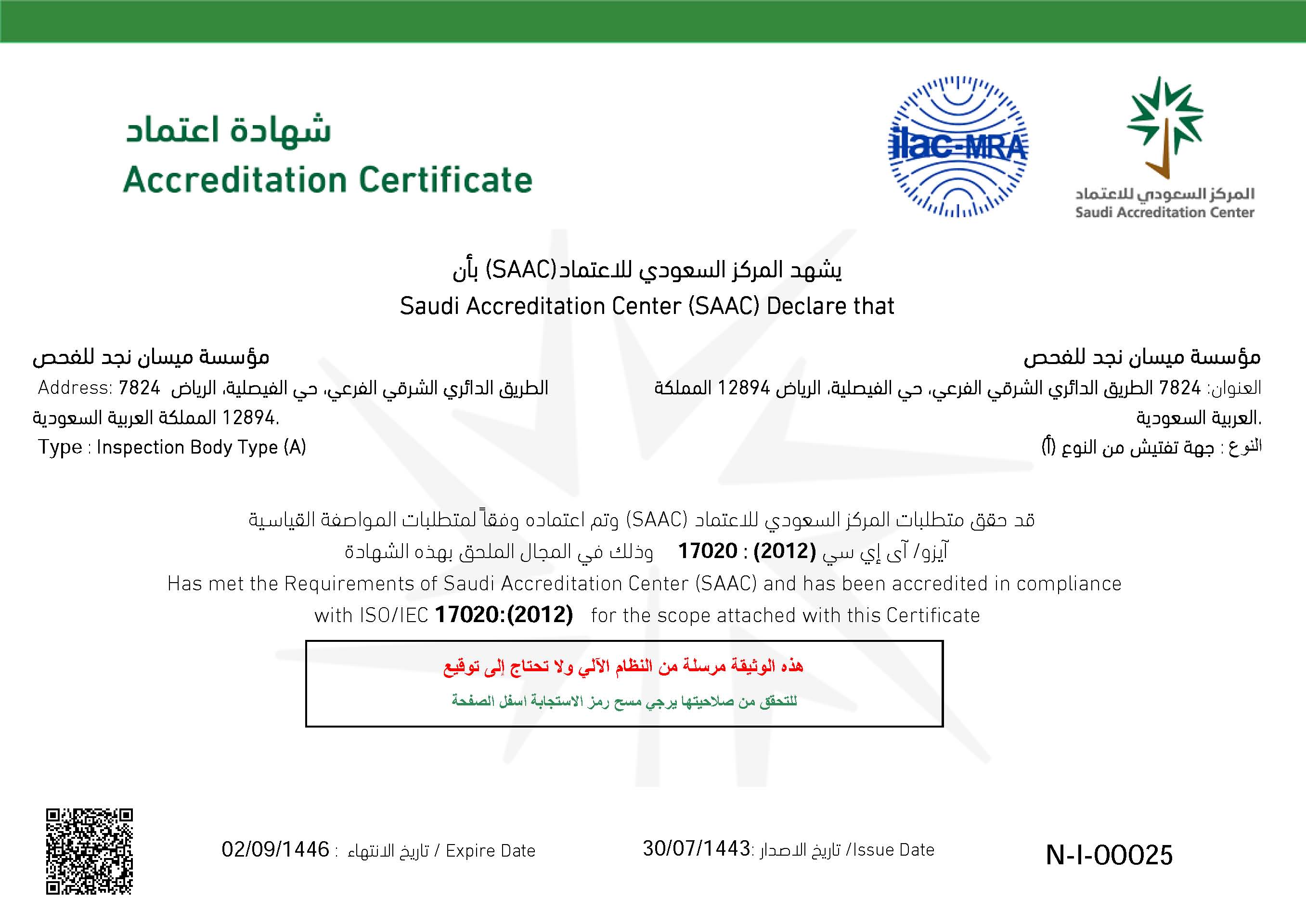 Accreditation Certificate